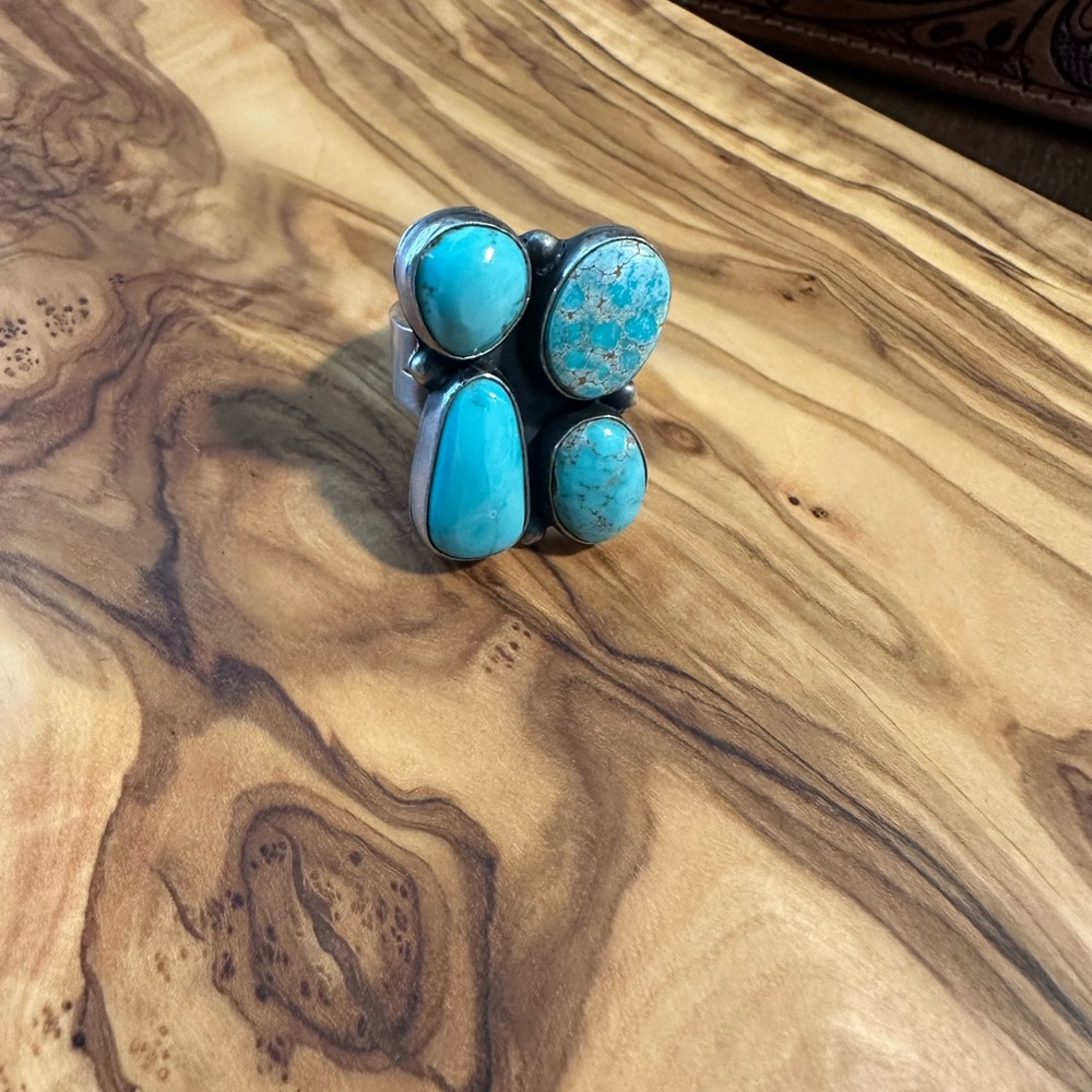 Royston Turquoise And Silver Statement Ring - image 2